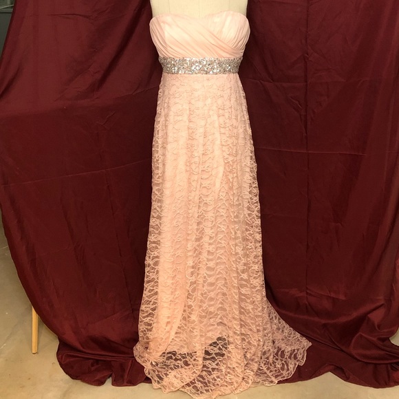 mymichelle Strapless Peach Formal Gown, Size 7 - Picture 2 of 11